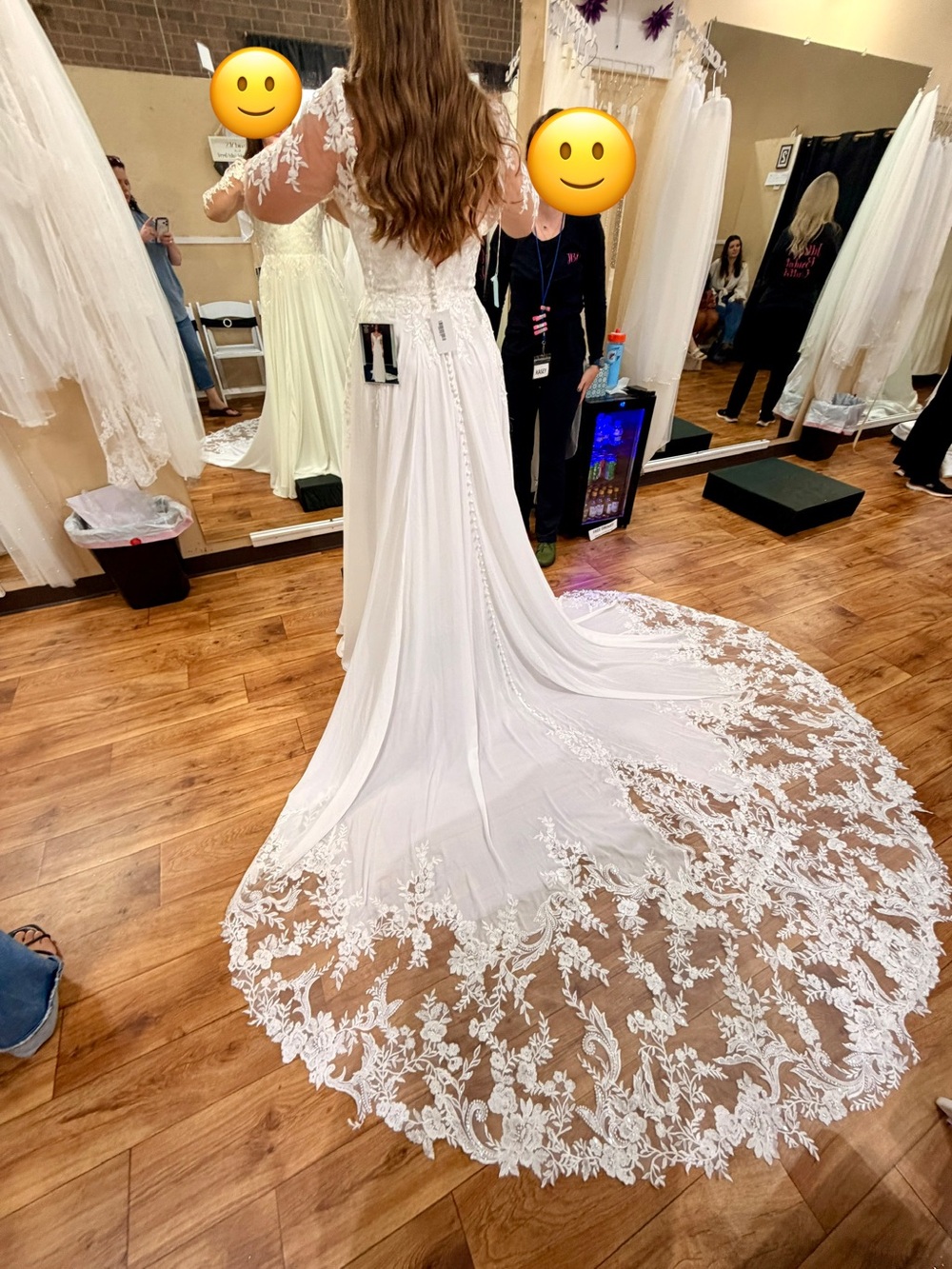 Allure Lace Appliqué A-Line Bridal Gown with Illusion Floral Train